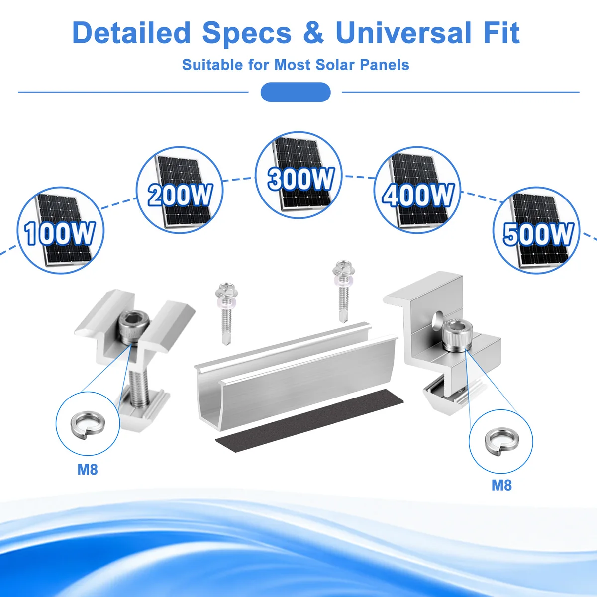 U30 mounting kit suitable for 100W to 500W solar panels